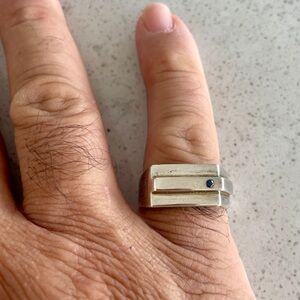 Sterling Silver 925 Ring with Blue Gem. RBC stamped on this massive heavy ring!
